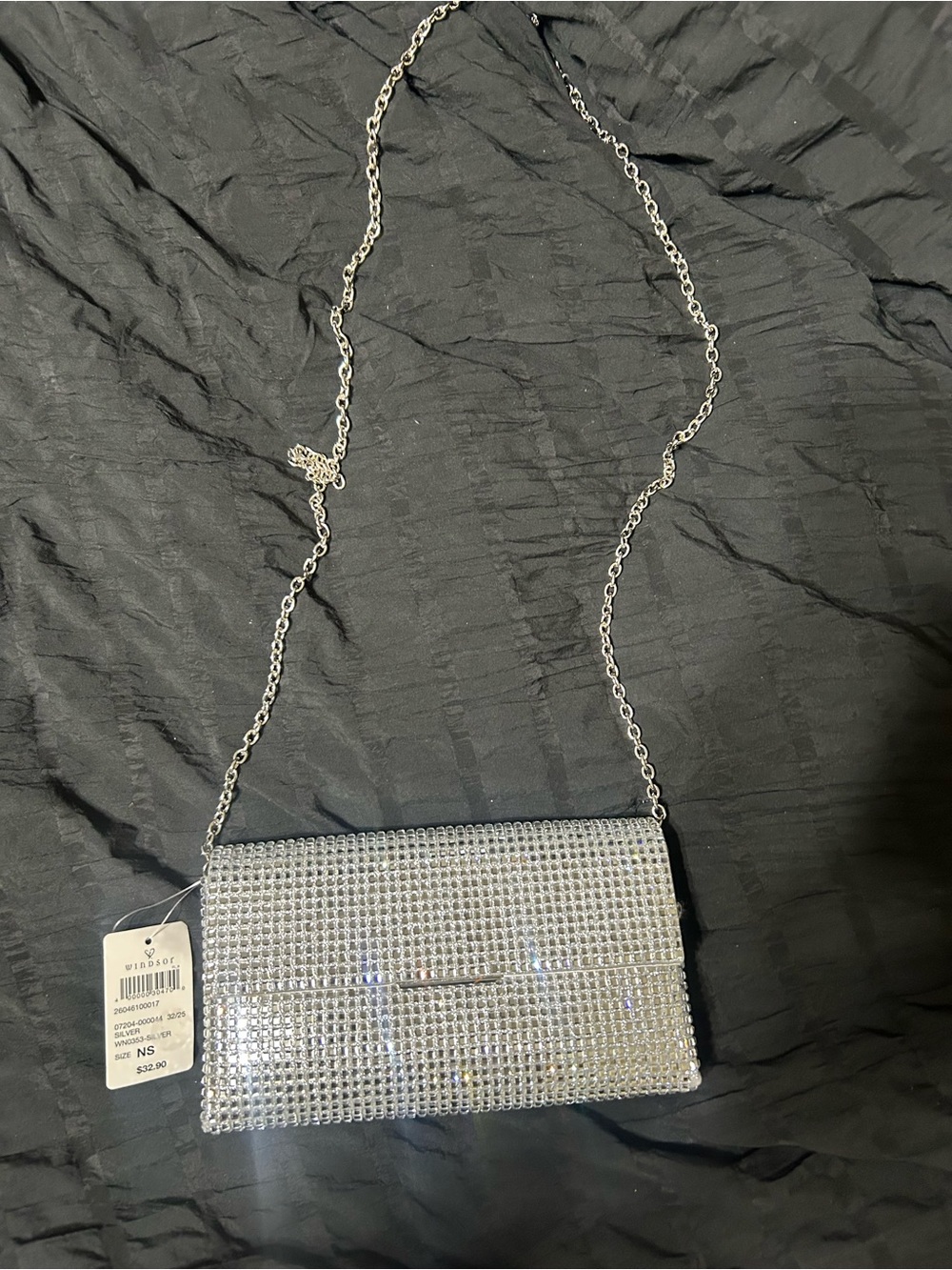 Windsor Silver Crystal-Embellished Chain Clutch